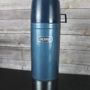 Blue Thermos Vacuum Bottle Model 2480 King Seeley 1 LT Stainless Steel Vintage